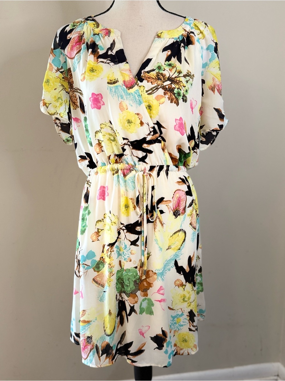 Daniel Rainn colorful floral short sleeve midi dress SZ SM